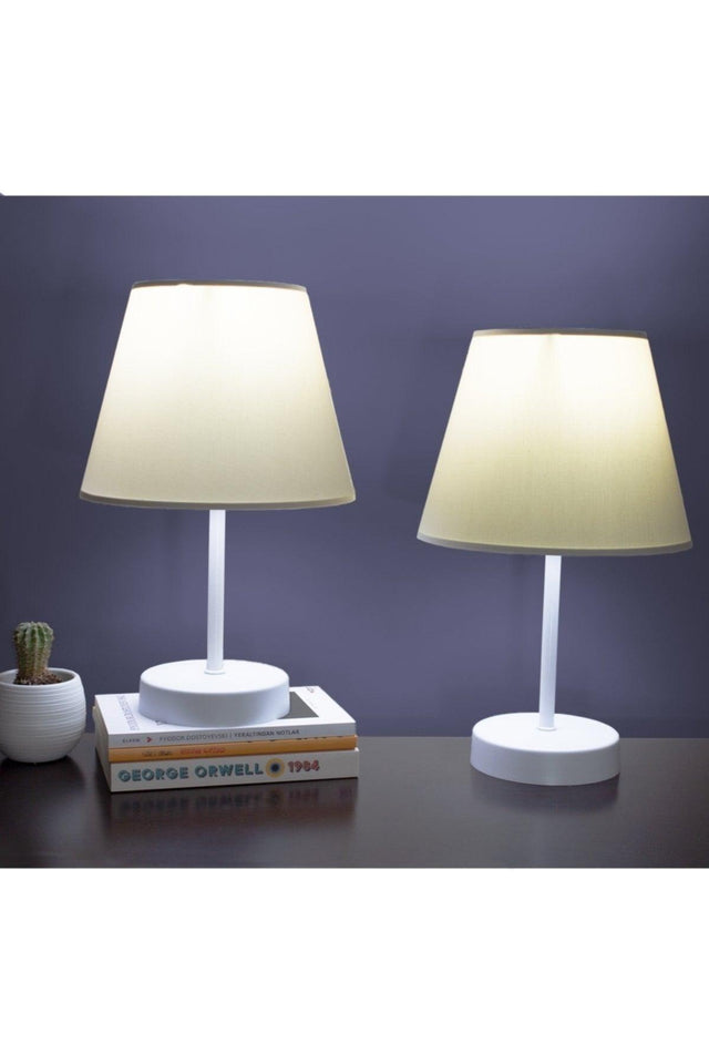 Cream Modern Double Bedroom Lampshade White Standing Table Lamp - Swordslife