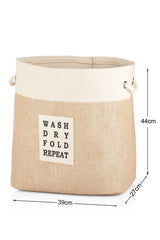 Rectangular Jute Laundry Basket With Cream Strip - Swordslife