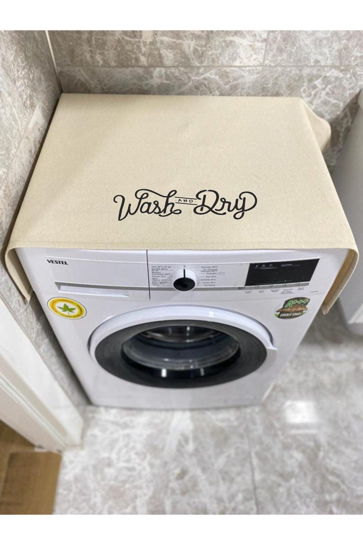 Cream Wash And Dry Washing Machine Cover