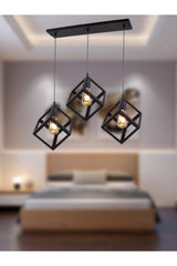 Cube 3-Sequential Black Lined Chandelier - Swordslife