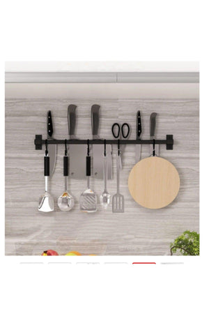 Cup Hanger Metal Stainless 80cm Black Pipe And 8 Black Hooks - Swordslife