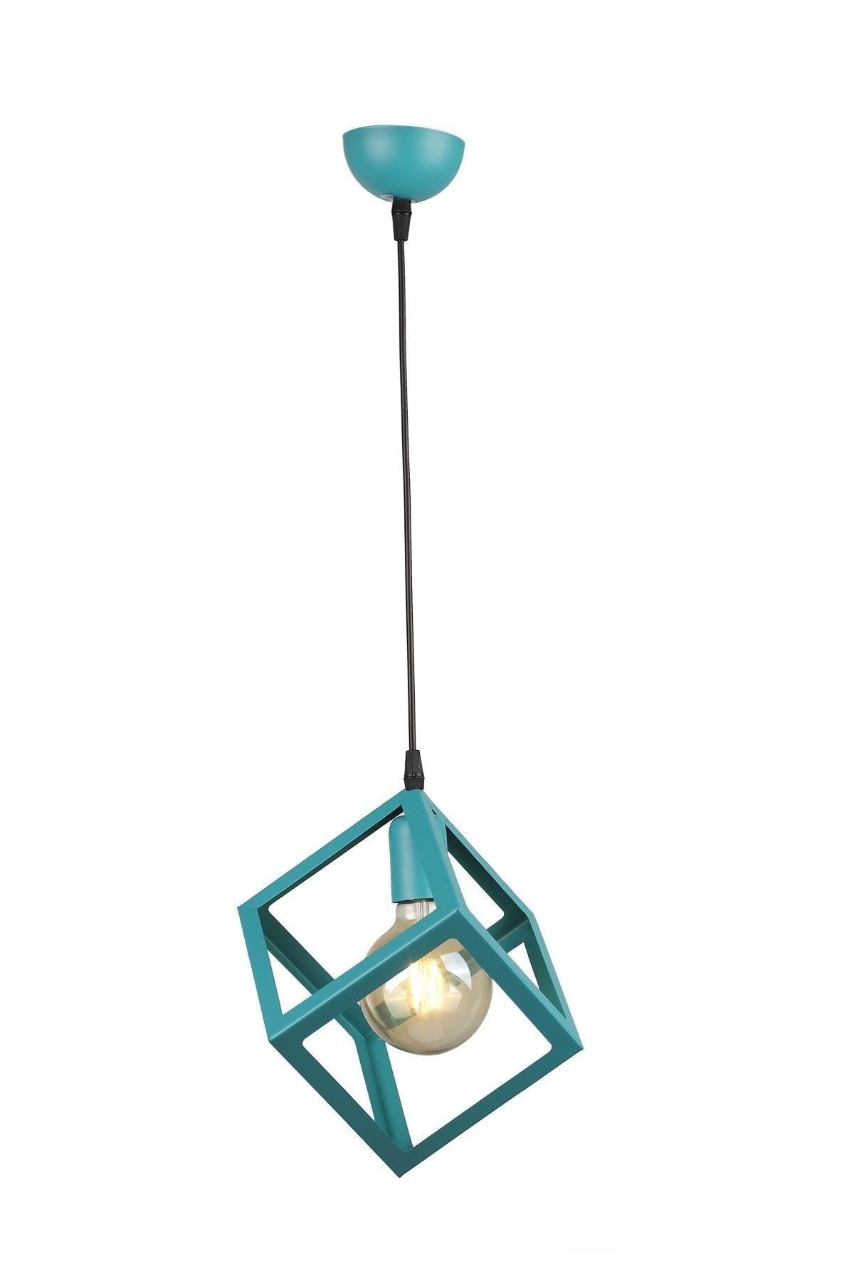 Cube Single Chandelier Turquoise