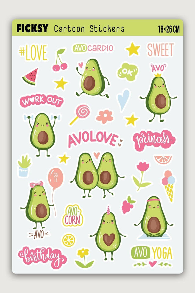 Cute Avocado Sticker Set - 33 Pieces Stickers