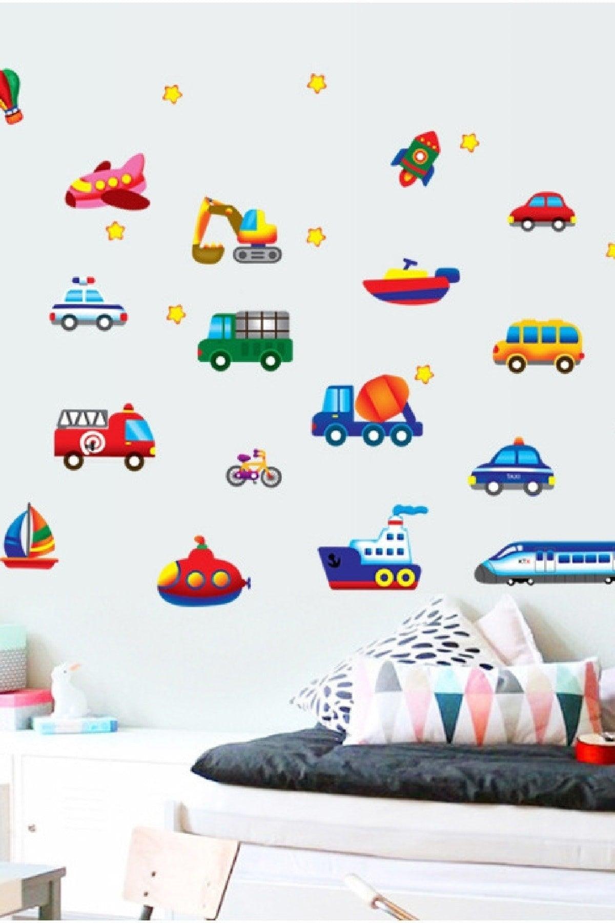 Cute Vehicles And Vehicles Kids Room Wall Sticker Decal - Swordslife