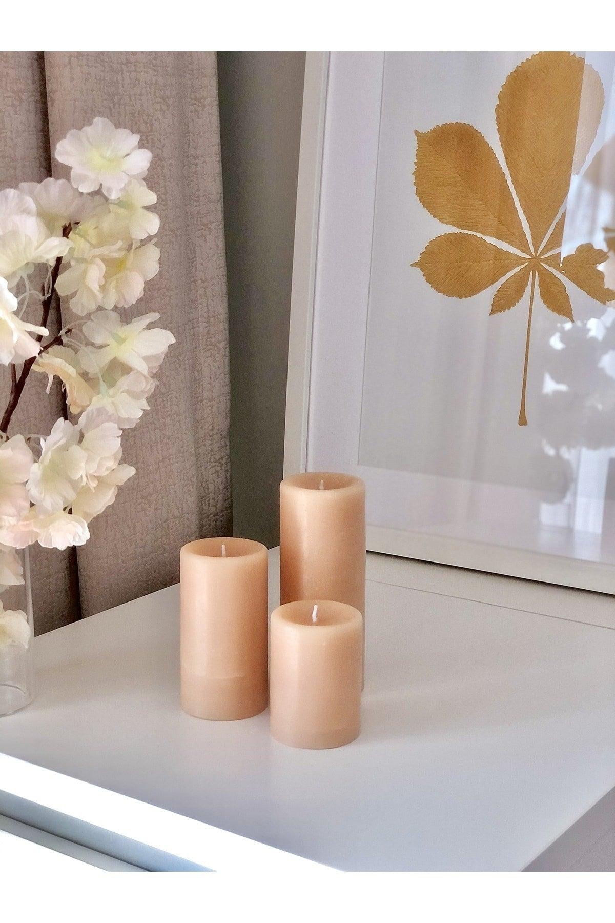 Cylinder Cream Scented Long 3 Piece Sandalwood Scented Set Candle - Swordslife