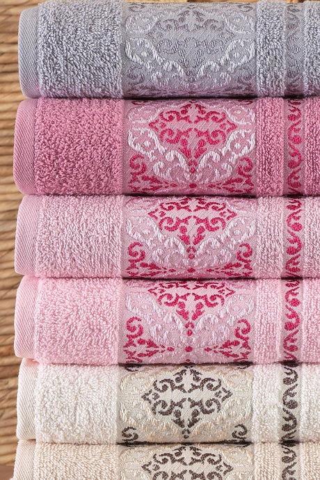 Damask 50x90 Cm 6 Pcs Antibacterial Hand And Face Towel | Cotton - Swordslife