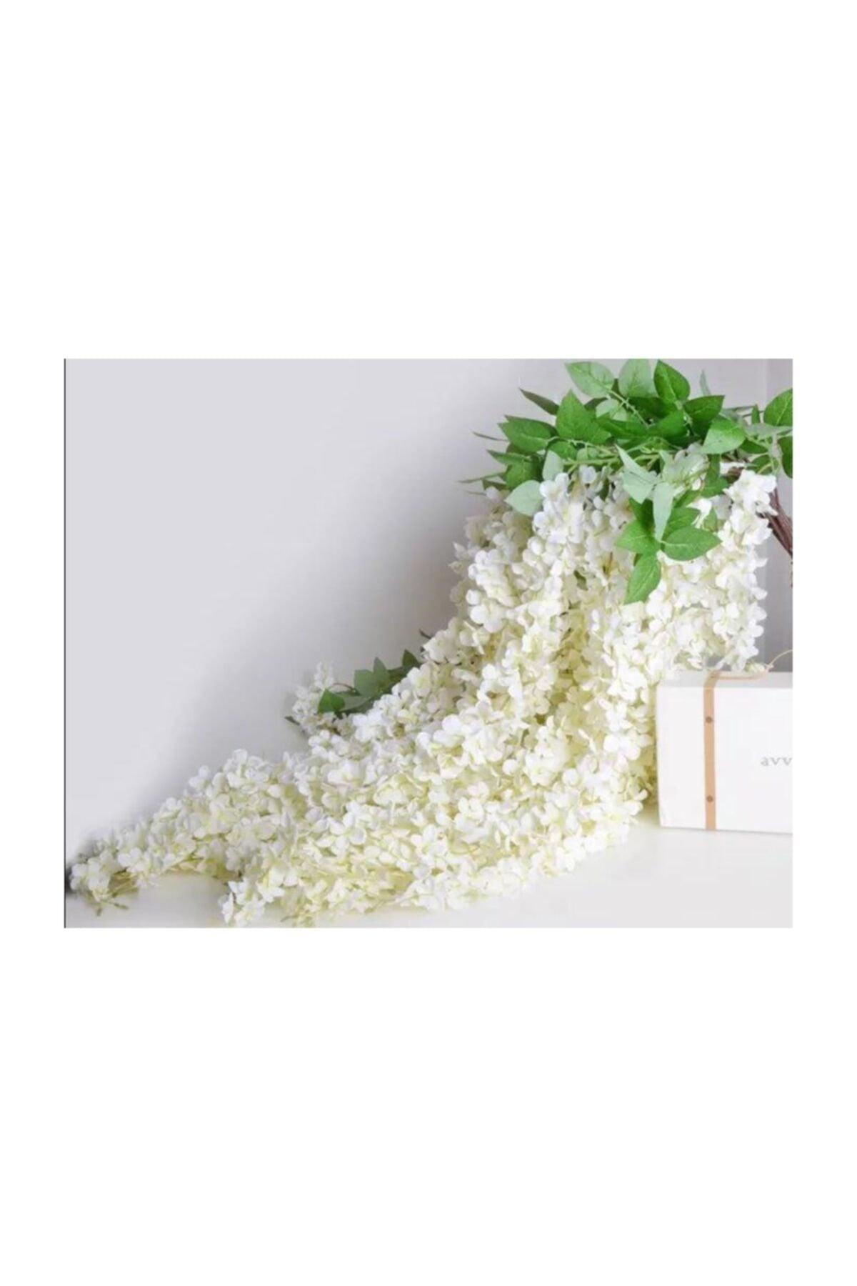 Hanging Artificial Flower Acacia White 80 Cm 12 Pieces Vineyard With 3 Dangling Branches - Swordslife