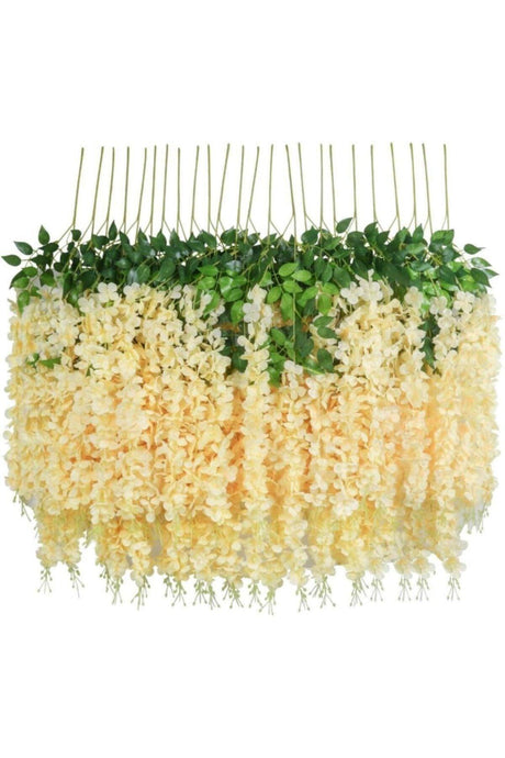 Dangling Artificial Flower Acacia Champagne Color 80 cm 12 Pieces Vineyard With 3 Dangling Branches - Swordslife