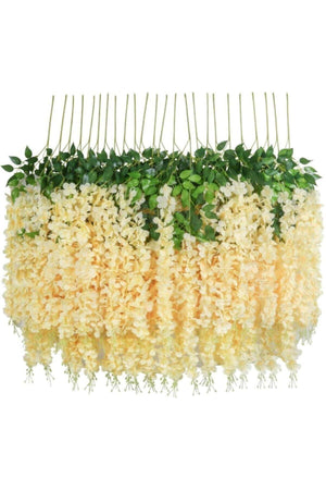 Dangling Artificial Flower Acacia Champagne Color 80 cm 12 Pieces Vineyard With 3 Dangling Branches - Swordslife