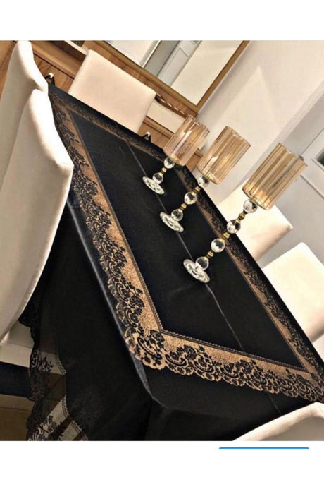Lacy Table Cloth (160×220) Product Middle Part Lace Detail is the Color of the Table.. - Swordslife