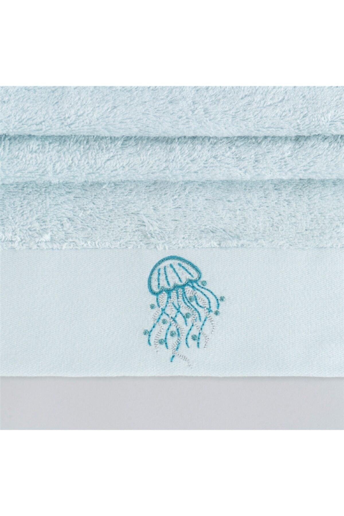 Darien Embroidered Face Towel 50x90 Cm Light Aqua - Swordslife