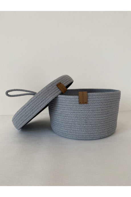 Dark Gray Medium Size Multi-Purpose Basket with Lid, Decorative Basket, Wicker Basket, Cord Rope, Cotton Rope - Swordslife