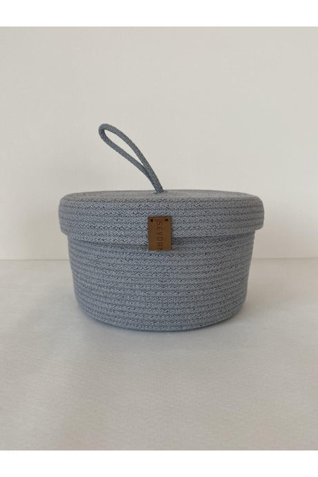 Dark Gray Medium Size Multi-Purpose Basket with Lid, Decorative Basket, Wicker Basket, Cord Rope, Cotton Rope - Swordslife