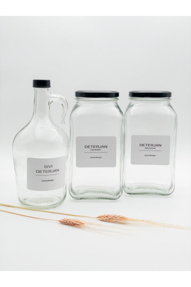 Decorative Glass Jar 3lt(detergent Whites-colored / Liquid Detergent Bottle Black Lid) - Swordslife