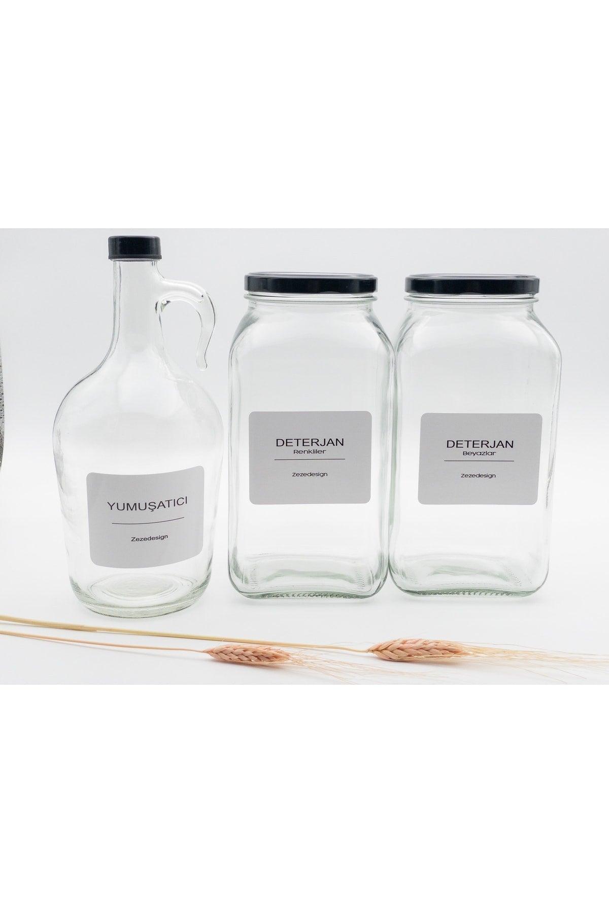 Decorative Glass Jar 3lt(detergent Whites-colours / Softener Bottle Black Lid) - Swordslife