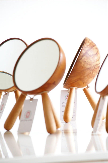 Decorative Makeup Mirror Standing Mirror Table Mirror Handcrafted from Hornbeam Wood - Swordslife