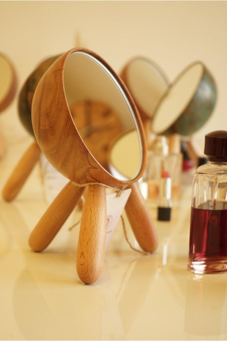 Decorative Makeup Mirror Standing Mirror Table Mirror Handcrafted from Hornbeam Wood - Swordslife