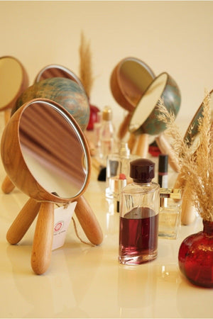 Decorative Makeup Mirror Standing Mirror Table Mirror Handcrafted from Hornbeam Wood - Swordslife