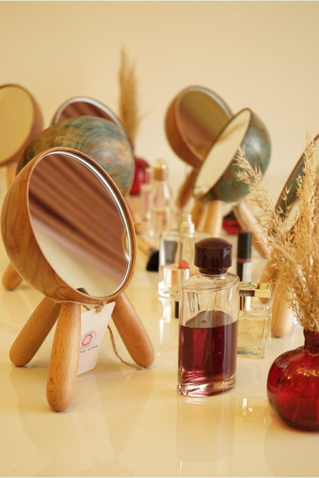 Decorative Makeup Mirror Standing Mirror Table Mirror Handcrafted from Hornbeam Wood - Swordslife