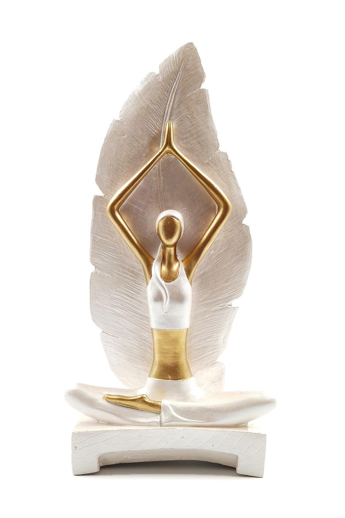Decorative Object Trinket Woman Doing Yoga Girl Figurine Gift Item ( Large Size ) - White - Swordslife