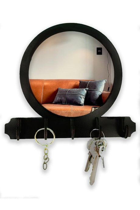 Decorative Round Mirrored Plexi Keychain Hanger Organizer Key Organizer Hanger Mdf - Swordslife