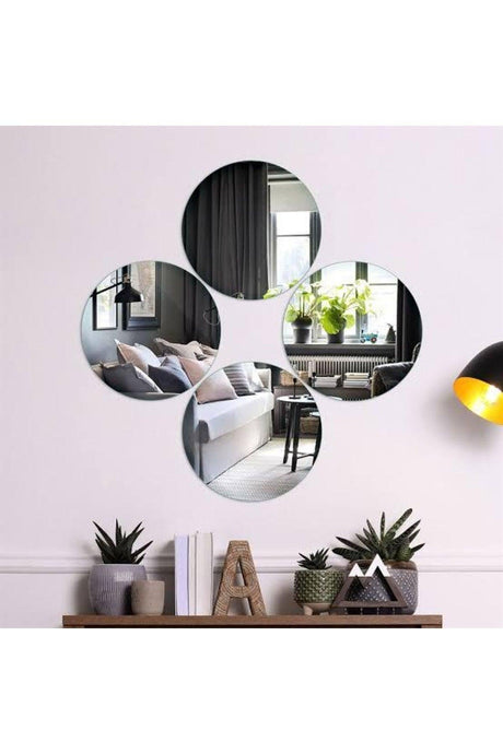 Decorative Round Silver Mirror Plexi Wall Ornament (Adhesive) - Swordslife