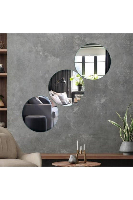 Decorative Round Silver Mirror Plexi Wall Ornament (Adhesive) - Swordslife