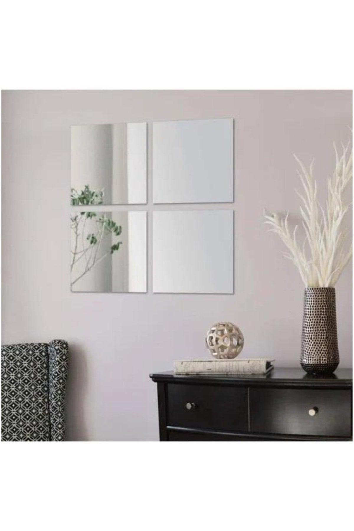 Decorative Square Silver Mirror Plexi Wall Ornament Silver (Adhesive) - Swordslife