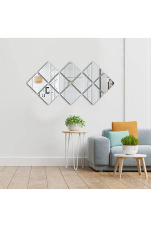 Decorative Square Silver Mirror Plexi Wall Ornament Silver (Adhesive) - Swordslife