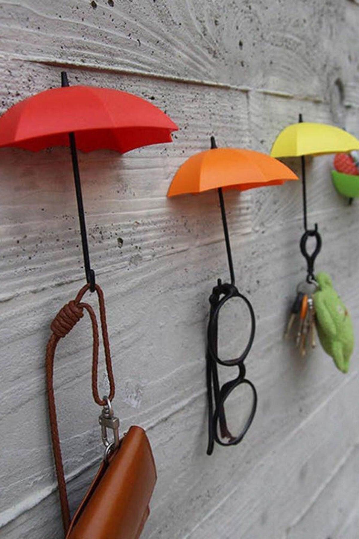 Decorative Umbrella Hanger Set of 4 Adhesive Practical Jewelry Key Accessory Home Supplies Hanger - Swordslife