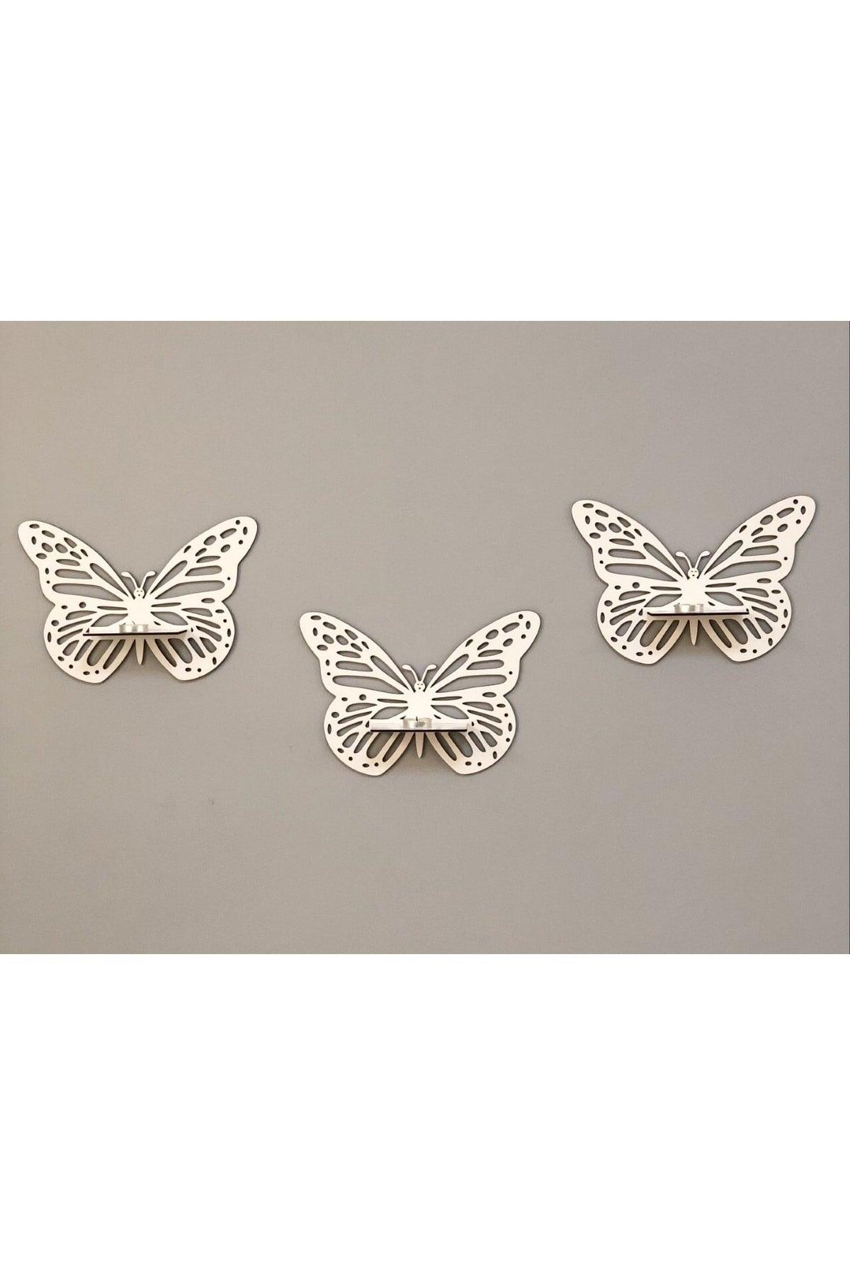 Decorative White Butterfly Wall Shelf Set of 3 - Swordslife