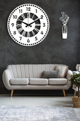 Decorative White Wall Clock + Vase Painting - Swordslife