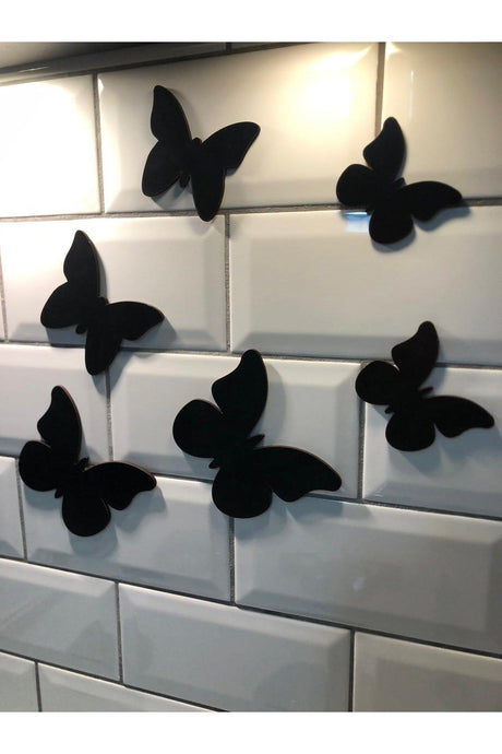 Decorative Wooden 6 Butterfly Wall Ornament Black - Swordslife
