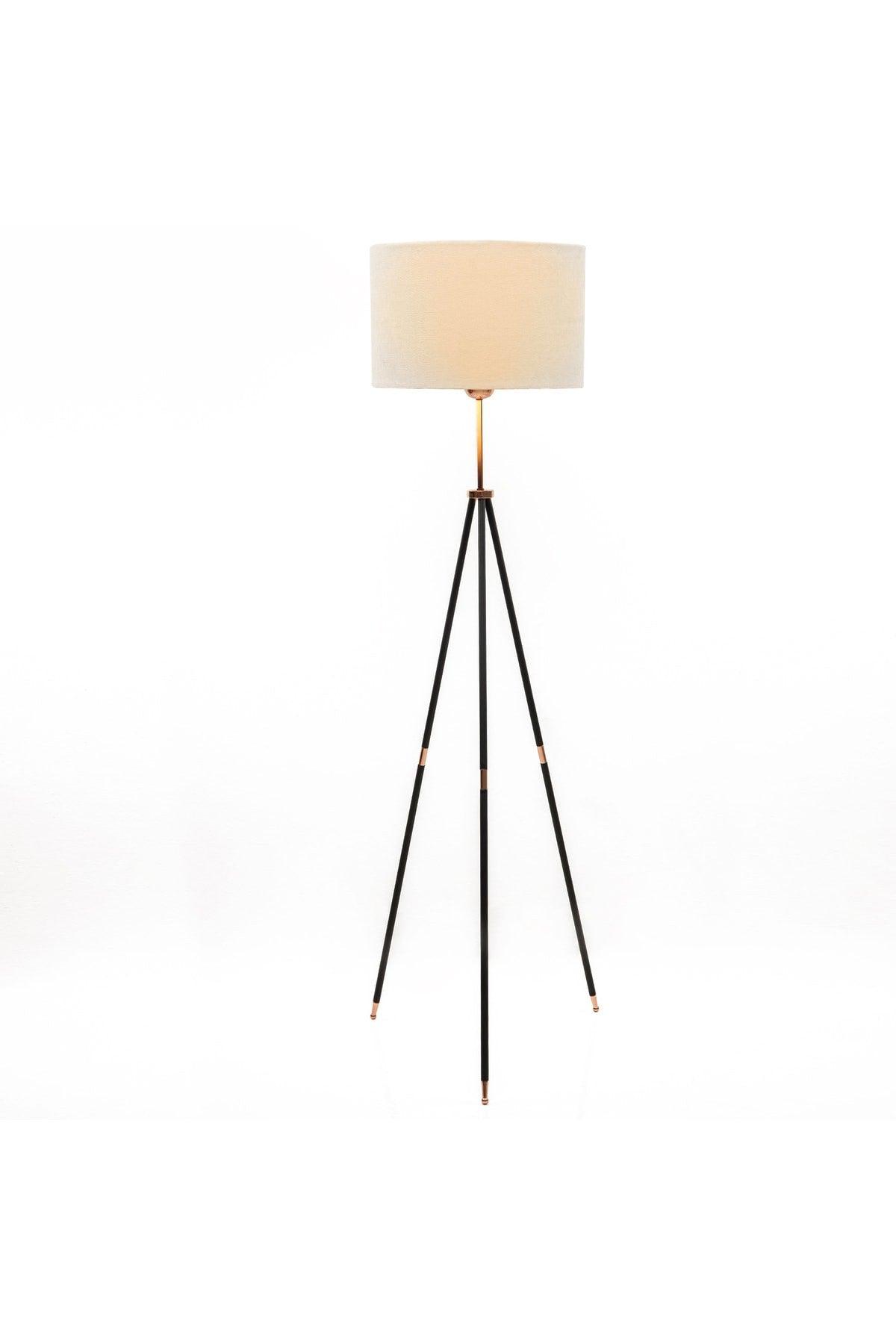 Deco&style Tripod Floor Lamp - Metal Black Leg / Velvet Cream Hat - Swordslife