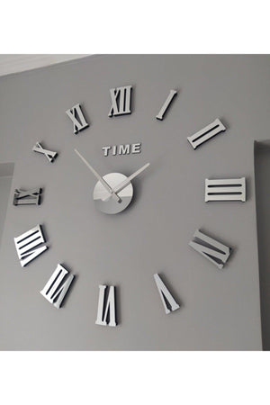Decorative 3d Wall Clock Plexiglass Mirror Roman Numeral Large Size - Swordslife