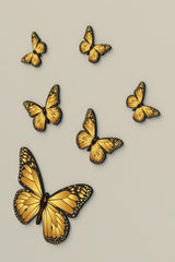 Decorative Wooden 6 Butterfly Wall Ornament Gold - Swordslife