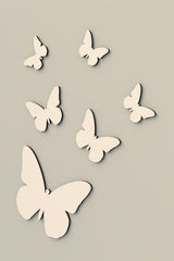 Decorative Wooden 6 Butterfly Wall Ornament White 40x30 - Swordslife