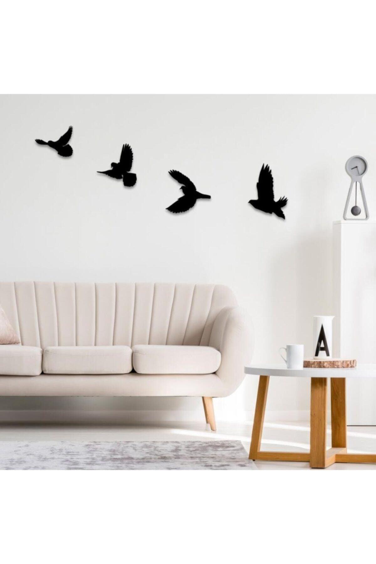 Decorative Wooden Modern Quad Bird Wall Ornament Wall Decor - Swordslife