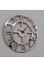 Decorative Mirrored Silver Plexi Wooden Wall Clock with Roman Numerals - Swordslife