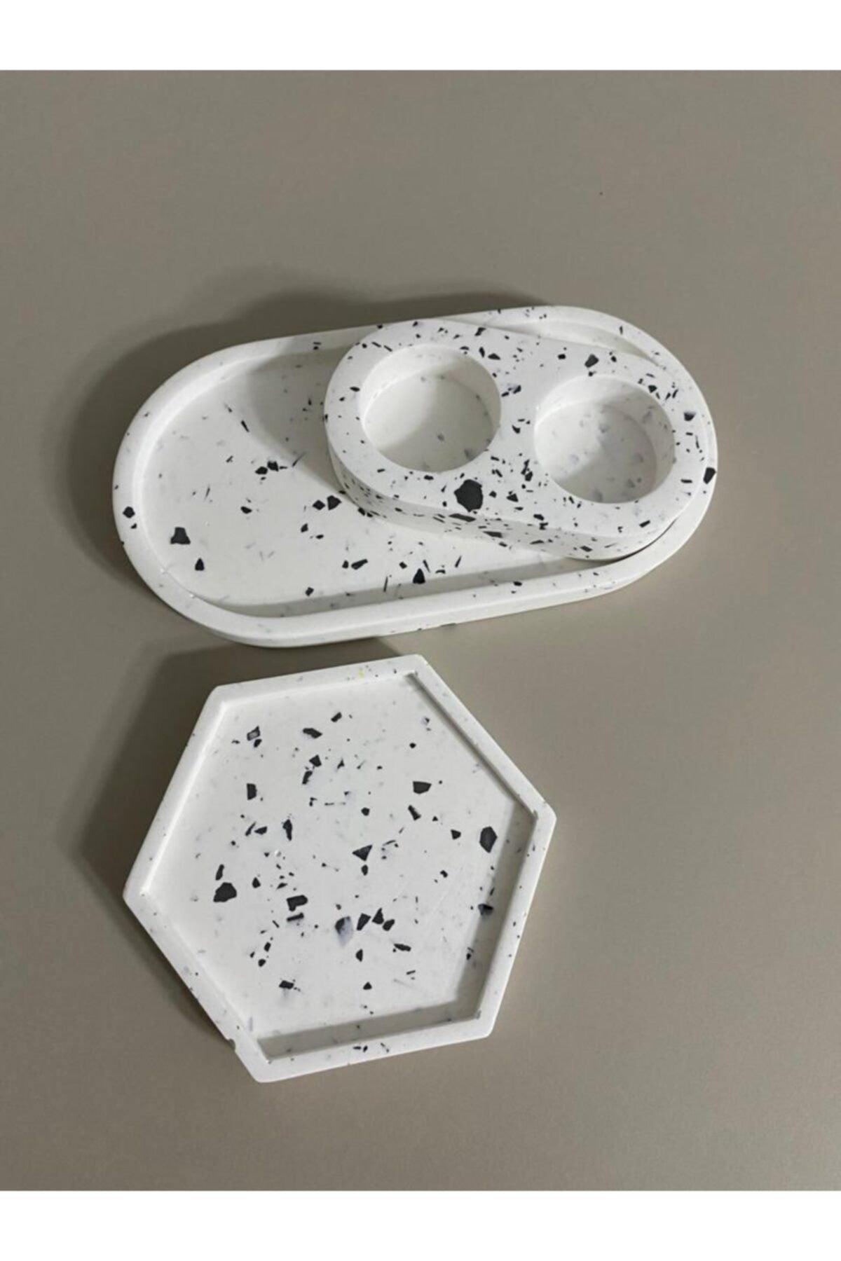 Decorative Concrete Terrazzo Plate Set & Tealight - Swordslife