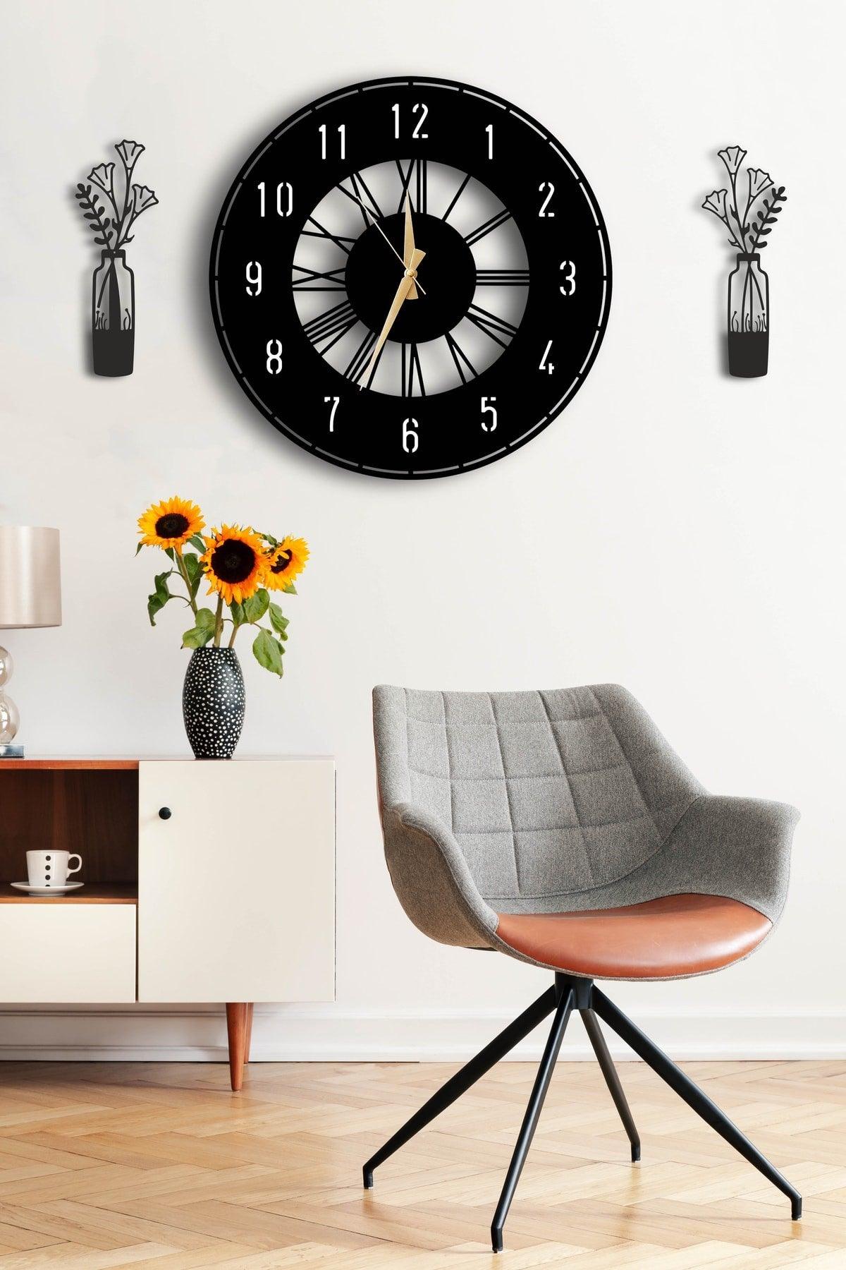 Decorative Wall Clock 50x50cm + Vase Painting - Swordslife