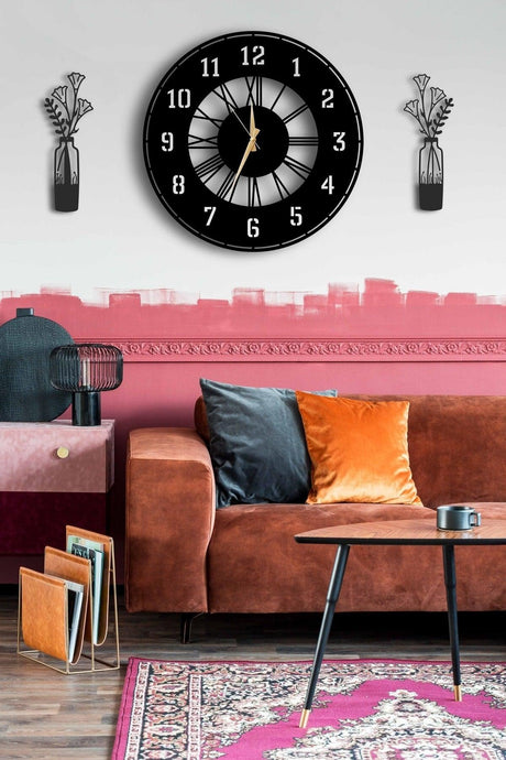 Decorative Wall Clock 50x50cm Vase Painting - Swordslife