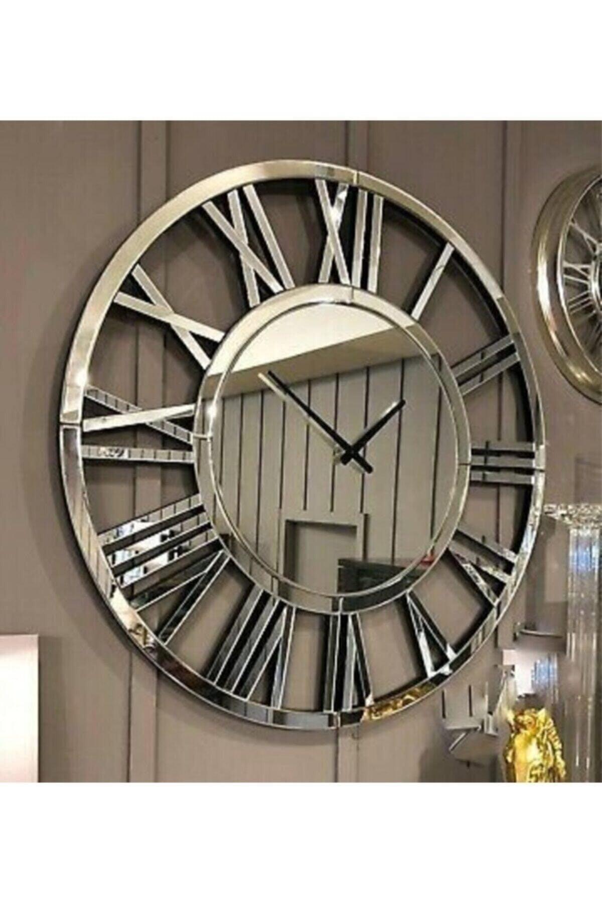 Decorative Wall Clock Silver Color Mirrored Plexiglass 50x50cm - Swordslife