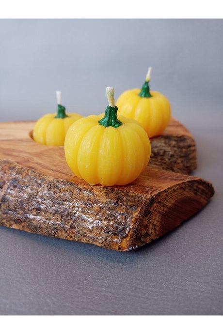 Decorative Mini Yellow Pumpkin Candle 3pcs - Swordslife