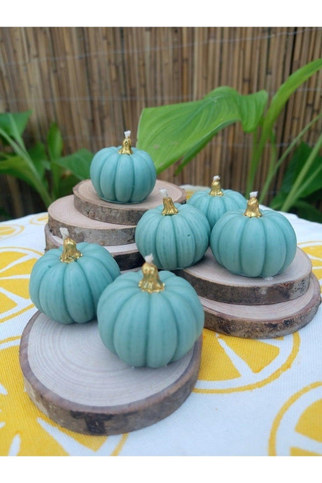 Decorative Mini Green Pumpkin Candle 6 Pieces 4*3 Cm - Swordslife