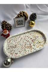 Decorative Oval Concrete Christmas Plate Jewelry Plate Candle Plate Organizer New Year New Year - Swordslife