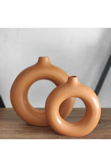 Decorative Round Vase Set of 2 - Object Color Cappucino - Swordslife