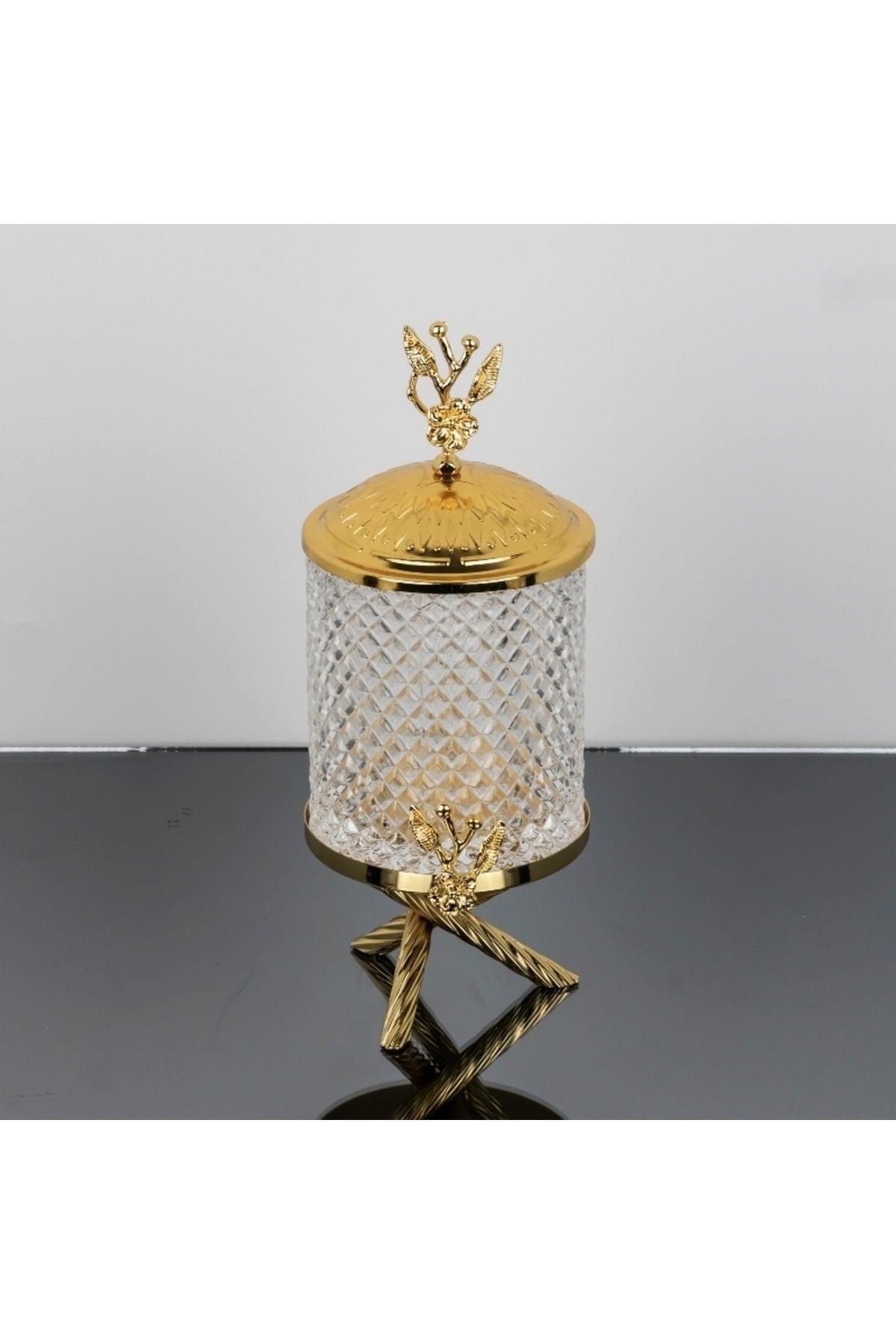 Deren 1 Kg Gold Color Metal Stand Japanese Rose Handled Cross Jar Set - Swordslife