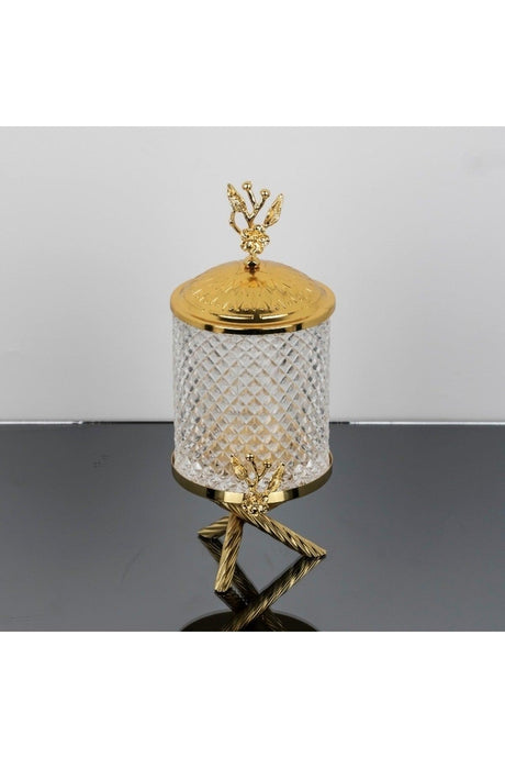 Deren 1 Kg Gold Color Metal Stand Japanese Rose Handled Cross Jar Set - Swordslife