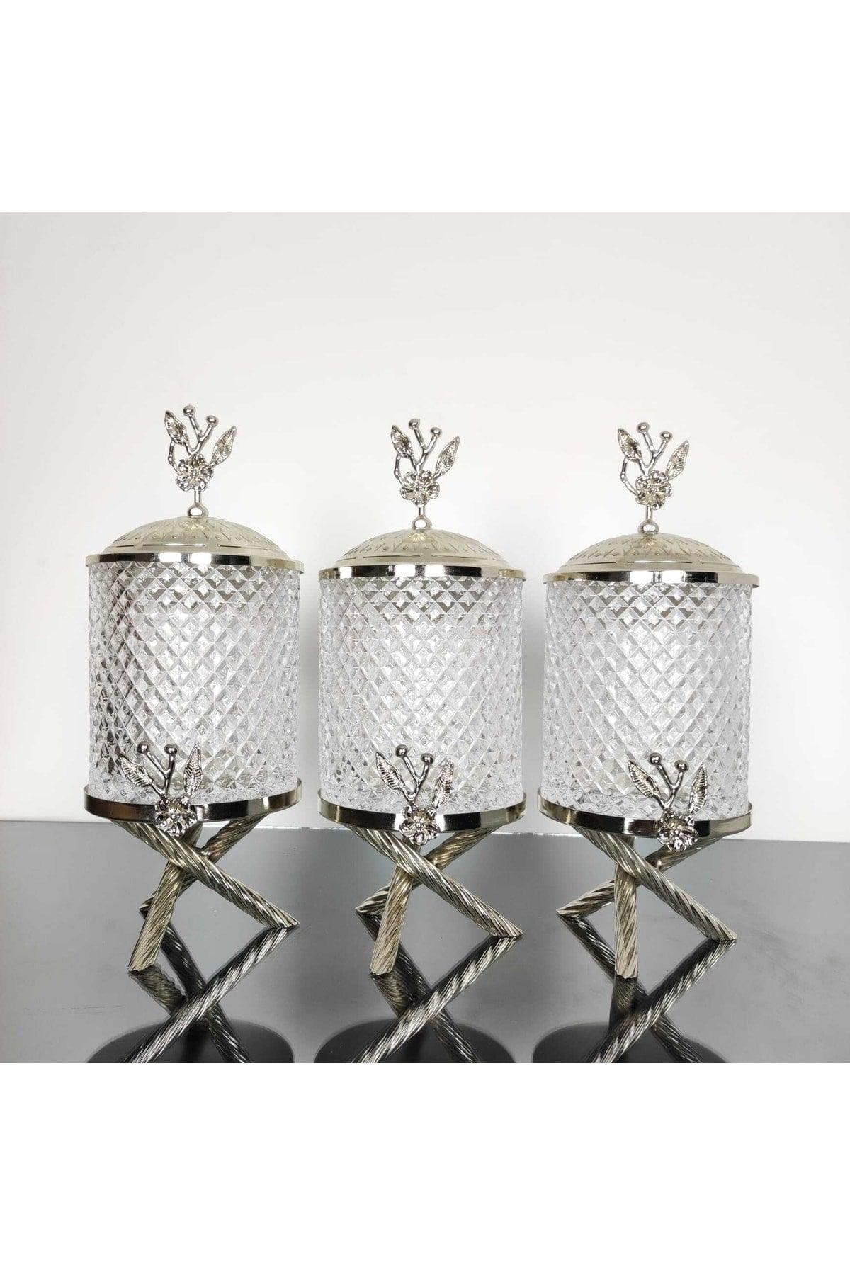 Deren 1 Kg Silver Color Metal Stand Japanese Rose Handled Cross Jar Set - Swordslife